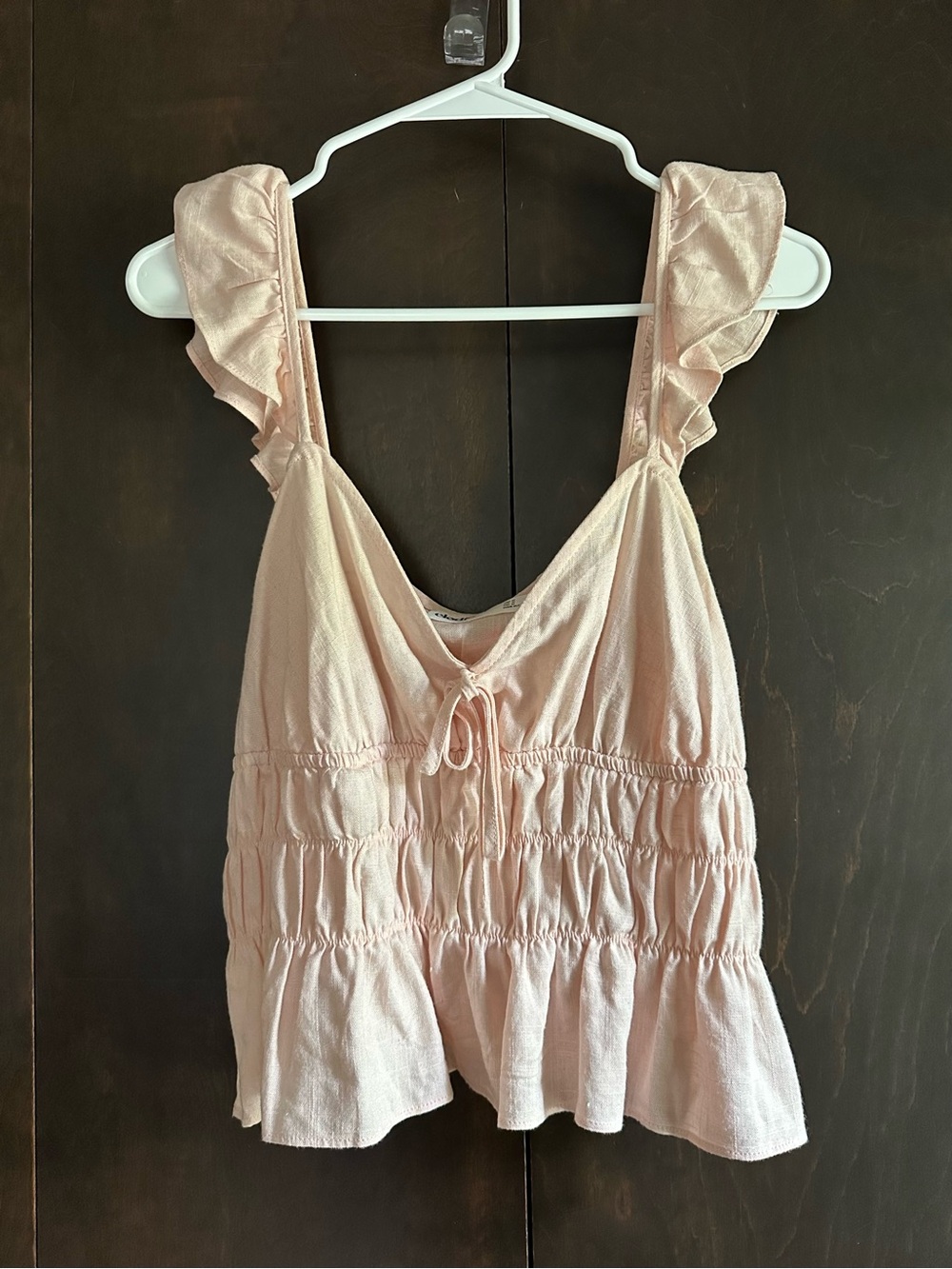Elodie Pale Pink Ruffle-Strap Smocked Camisole
